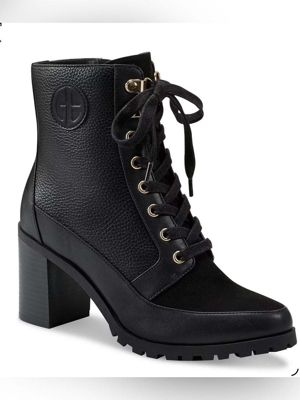 Giani Bernini Black Lace-Up Block Heel Ankle Boots Size 10 - Picture 1 of 16